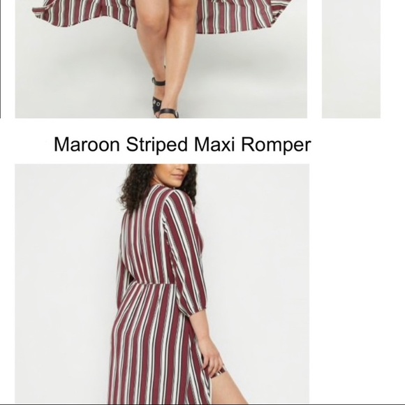 Maroon Black and White stripe Romper / Dress - Picture 3 of 3